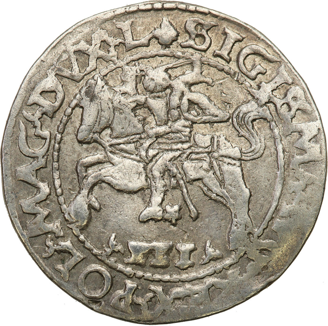Zygmunt II August. Trojak (3 grosze) SZYDERCZY 1565, Tykocin - RZADKOŚĆ R5